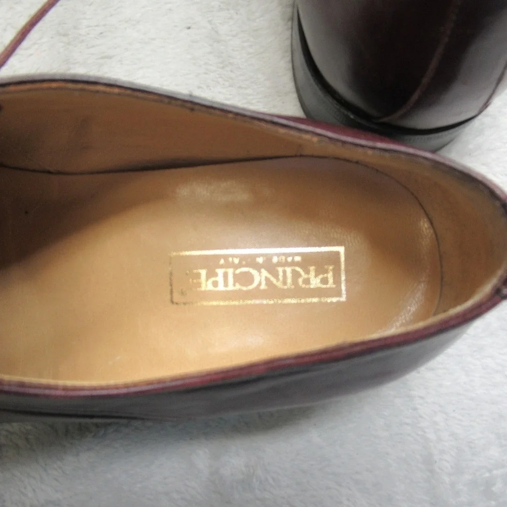 Pincipe Men 10D Dress Shoes Burgundy Leather Cap Toe Oxford Lace-Up Formal Italy